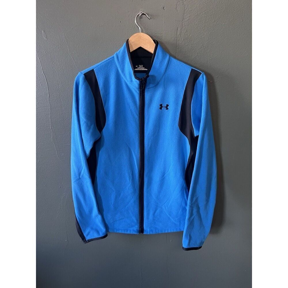 Under Armour Womens Blue Full Zip Long Sleeve Fleece Sweater Size Large ColdGear